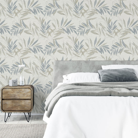 Luxury Leaf Natural Grey Wallpaper