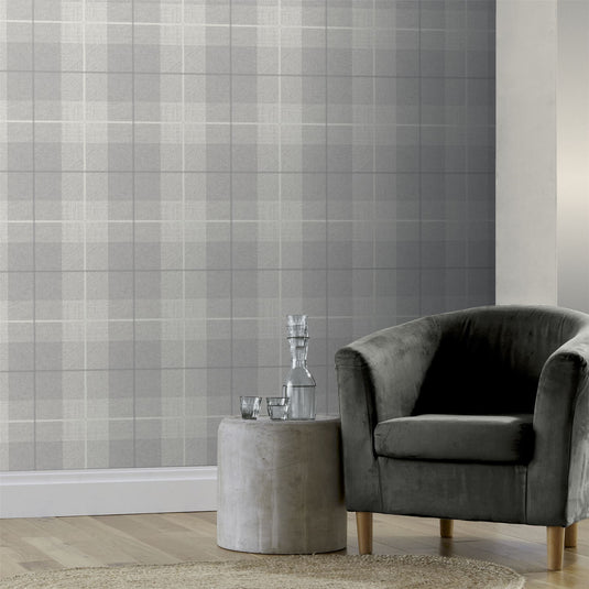 Country Tartan Grey Wallpaper