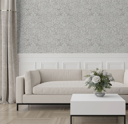 Marinski Damask Soft Gold & Natural Wallpaper