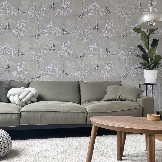 Japanese Garden Grey Wallpaper