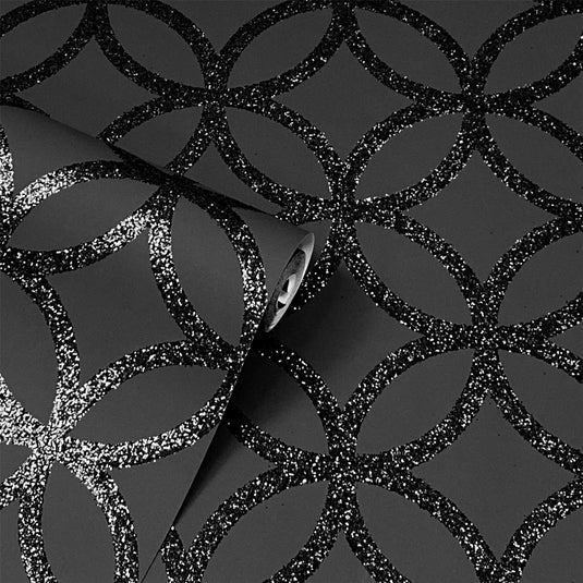 Sequin Geo Black Wallpaper