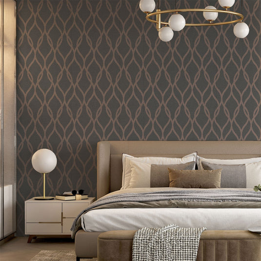 Sequin Trellis Charcoal/Rose Gold Wallpaper