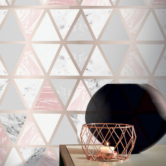 Marble Geo Pink Multi Wallpaper