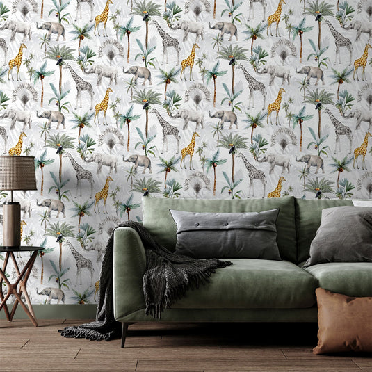 Serengeti Animals Multicoloured Wallpaper