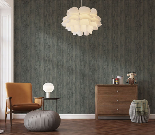 Luxe Timber Silver Wallpaper