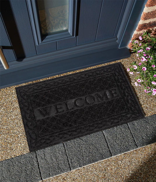 Romiley Welcome Rubber Crumb Scrapper Doormat