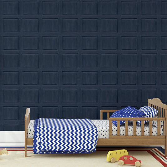 Washed Panel Navy Wallpaper