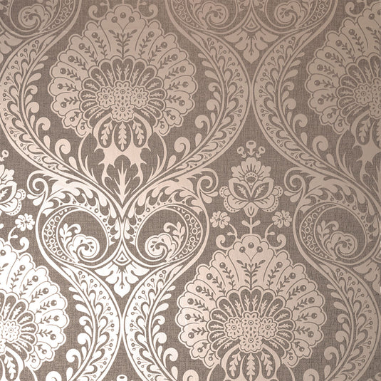 Luxe Damask Chocolate Rose Gold Wallpaper sw12