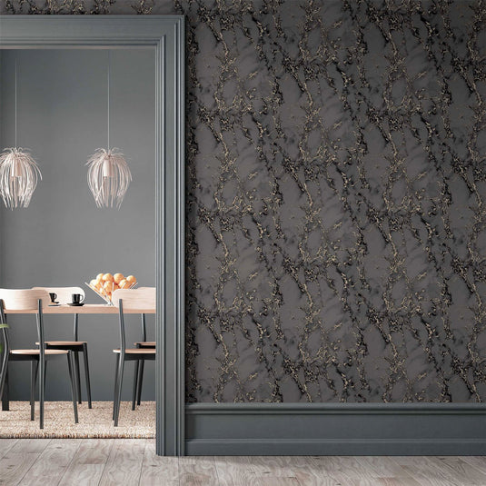 Carrara Marble Charcoal Wallpaper sw12