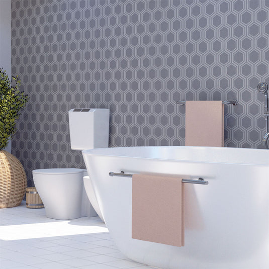 Luxe Hexagon Gunmetal Silver Wallpaper sw12