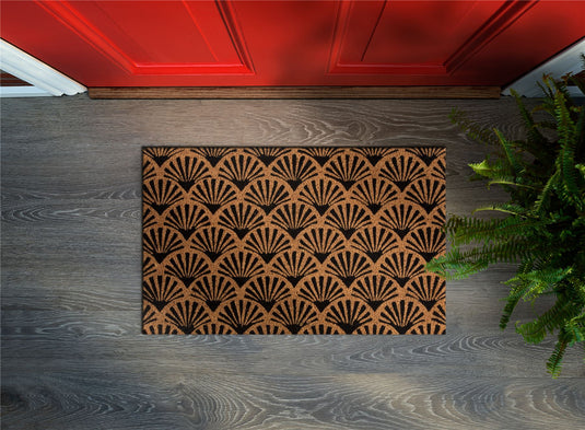 Astley Scallop Deco Coir Black Doormat