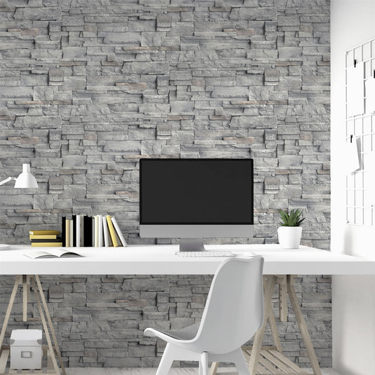 Slate Wall Grey Wallpaper