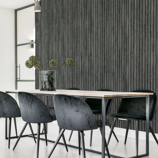 Wood Slats Charcoal Grey Wallpaper