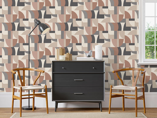 Modern Geo Teal/Blush Wallpaper