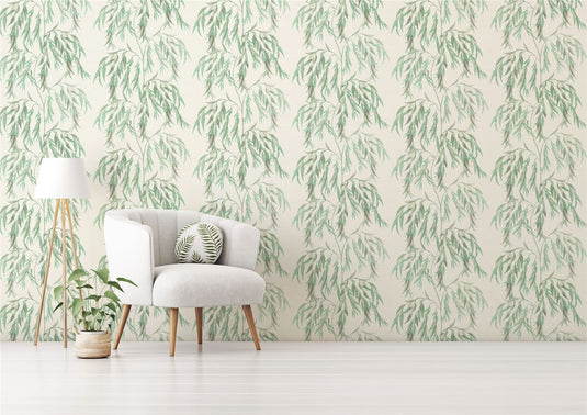 Willow Tree White/Green Wallpaper