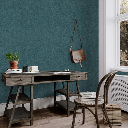 Urban Weave Deep Teal Wallpaper