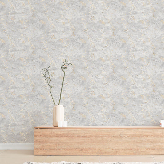 Venetian Plaster Grey/Gold Wallpaper