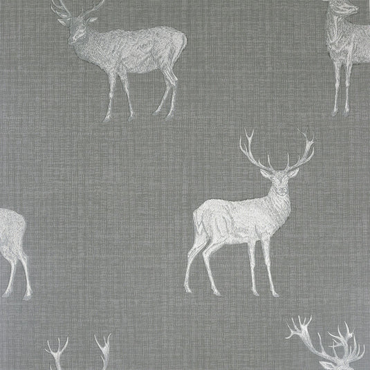 Heritage Stag Grey/Silver Wallpaper