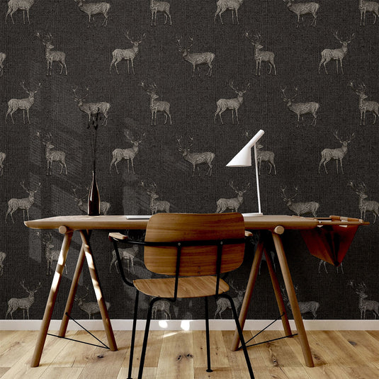 Heritage Stag Charcoal/Copper Wallpaper