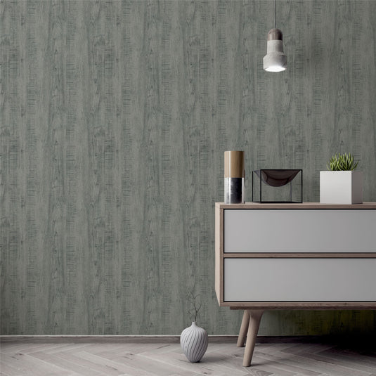 Luxe Timber Silver Wallpaper