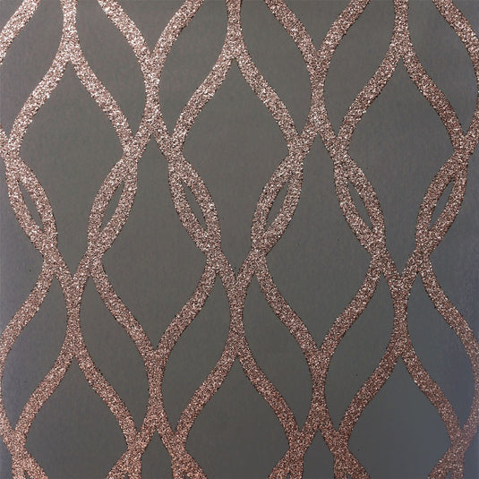 Sequin Trellis Charcoal/Rose Gold Wallpaper