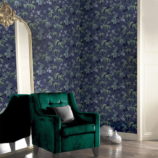 Jasmine Garden Navy Wallpaper