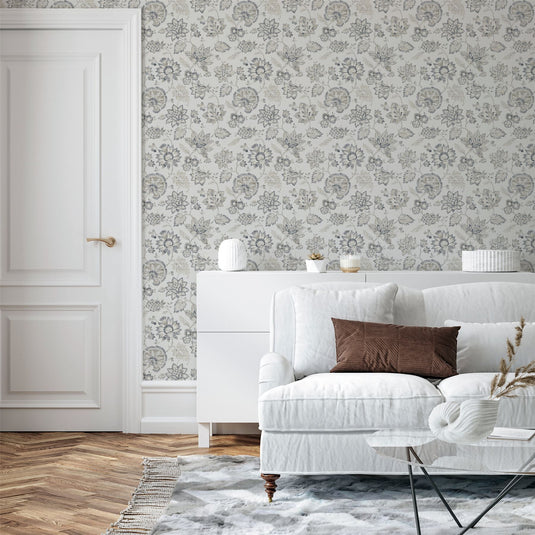 Soft Jacobean Trail Soft Grey Wallpaper