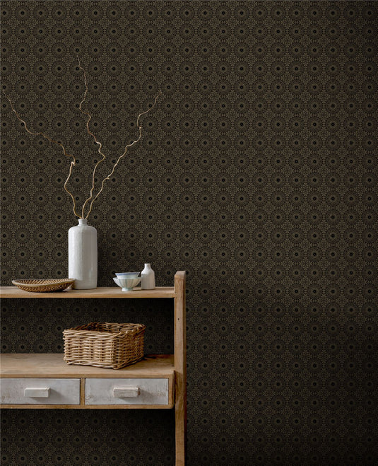 Symmetrical Chic Black and Gold Wallpaper sw6