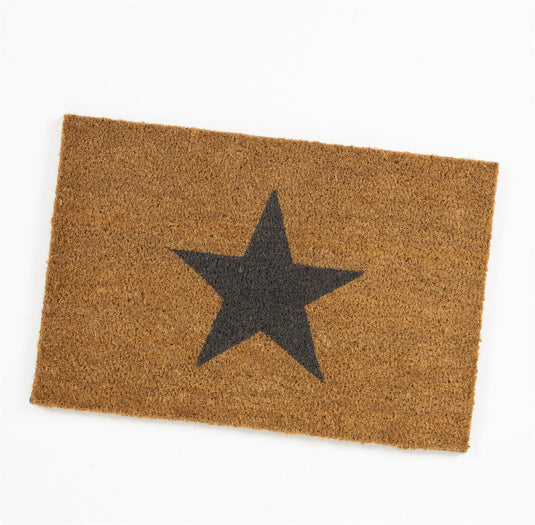 Astley Printed Star Coir Natural Charcoal Doormat