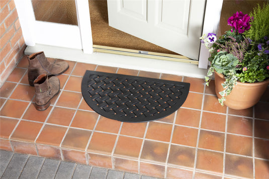 Reddish Half Moon Rubber Lattice Doormat