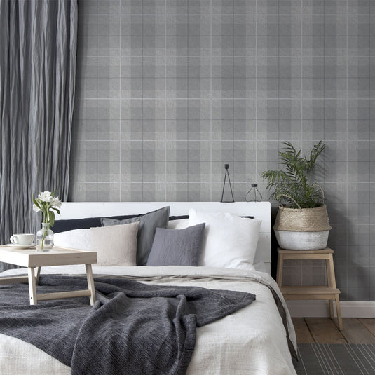 Country Tartan Grey Wallpaper