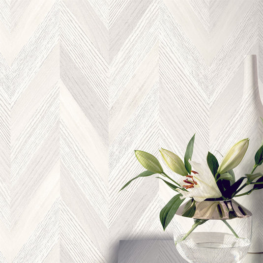 Chevron Geo Natural Wood Wallpaper