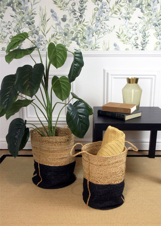 Beckenham Jute Round Baskets Black