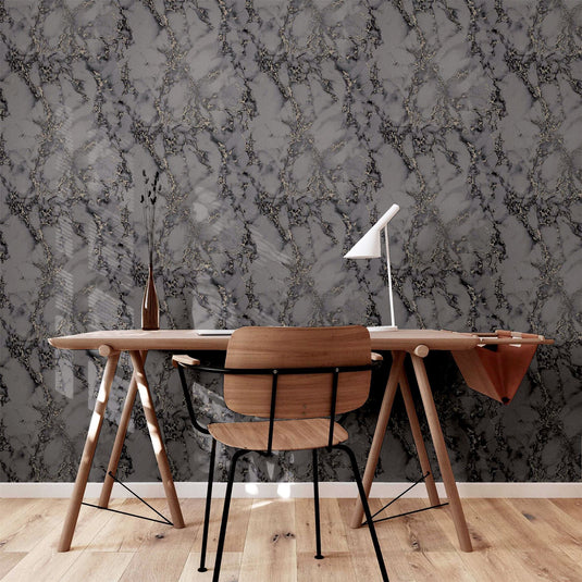 Carrara Marble Charcoal Wallpaper sw12