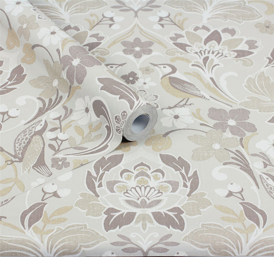 Folk Floral Neutral Wallpaper