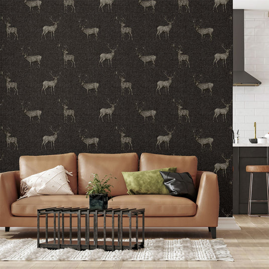 Heritage Stag Charcoal/Copper Wallpaper