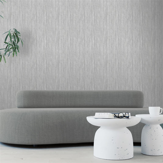 Japandi Grasscloth Grey Wallpaper