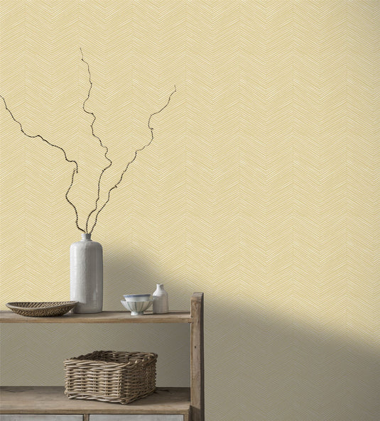 Arrow Weave Ochre Wallpaper