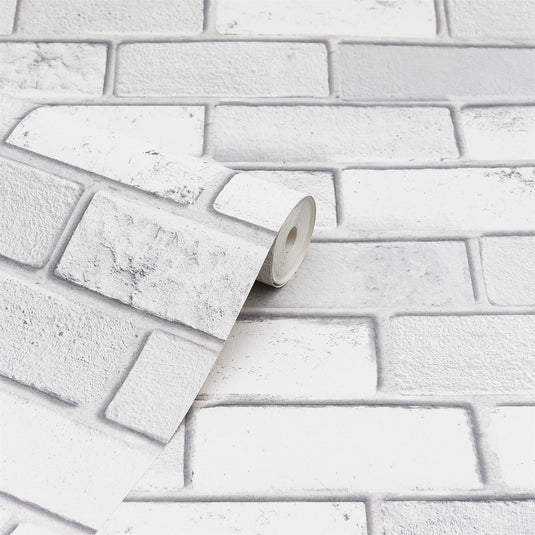 Diamond White Brick Wallpaper