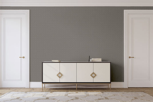 Symmetrical Chic Slate and Silver Wallpaper