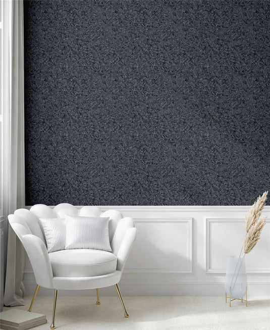 Textured Marble Navy / Silver Wallpaper