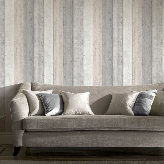 Painted Wood Pink and Grey Wallpaper sw12