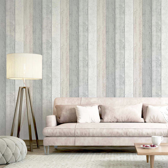 Painted Wood Pink and Grey Wallpaper