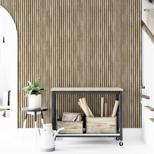 Wood Slats Natural Wallpaper