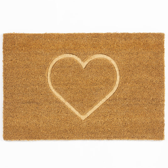 Astley Pressed Heart Embossed PVC Backed Coir 40x60cm Doormat