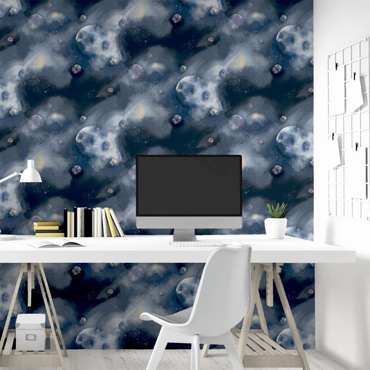 Out Of This World Navy Wallpaper