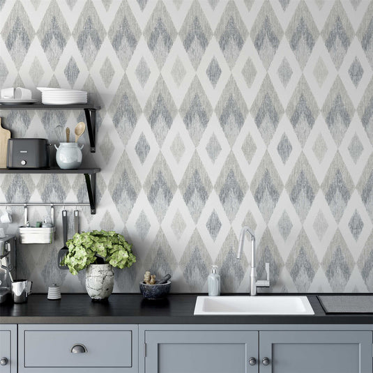 Scandi Diamond Silver Wallpaper