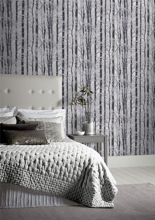 Frosted Wood Silver Wallpaper