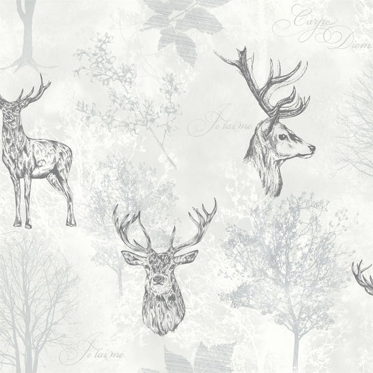 Etched Stag Mono Wallpaper