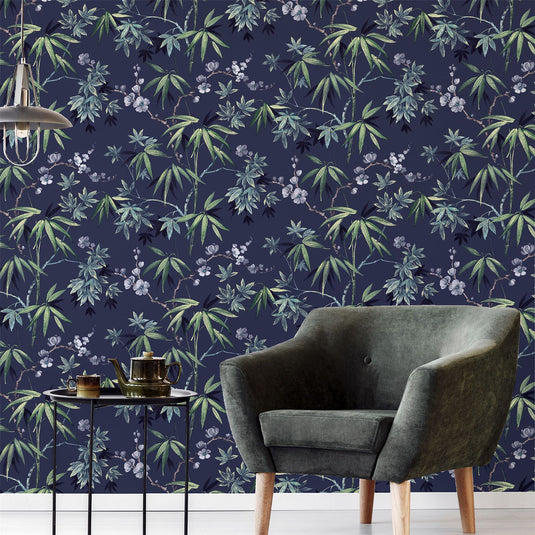 Jasmine Garden Navy Wallpaper